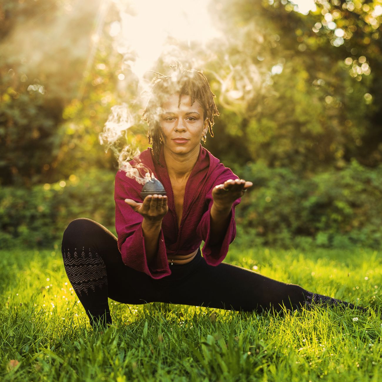 Grounded movement pose in the grass